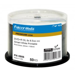 FALCONMEDIA DVD+R 8.5GB DL 8XFFACE WHITE PRINTABLE  50PAC/CAKE/F0906